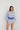 Blue Border Puff Long Sleeve Mini Dress
