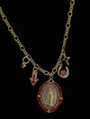 Pink Virgencita and Dainty Charm Necklace