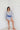 Blue Border Puff Long Sleeve Mini Dress