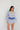 Blue Border Puff Long Sleeve Mini Dress