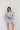 Blue Border Puff Long Sleeve Mini Dress