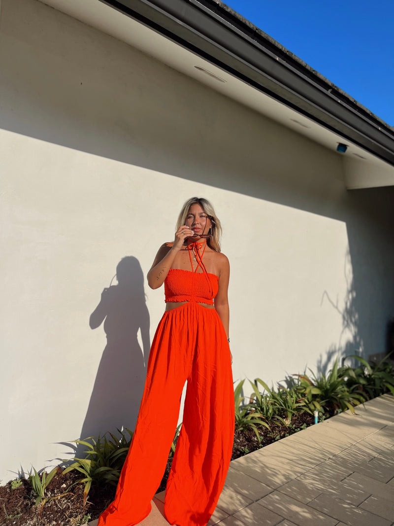 Orange CutOut Jumpsuit