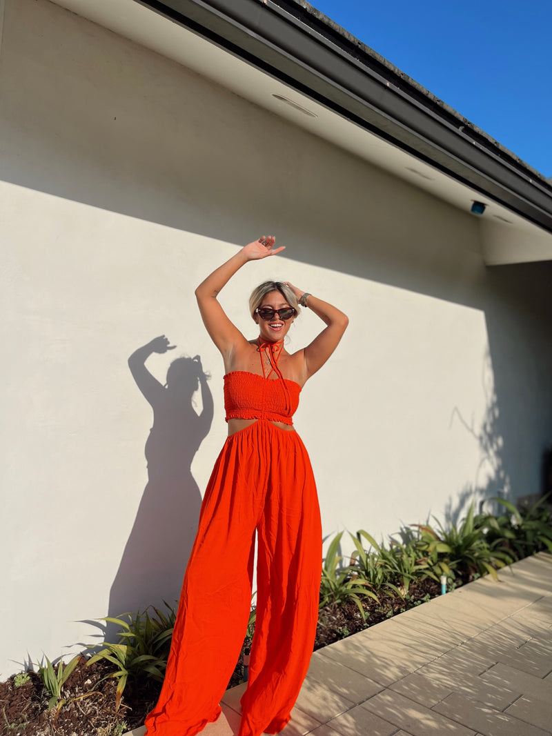 Orange CutOut Jumpsuit