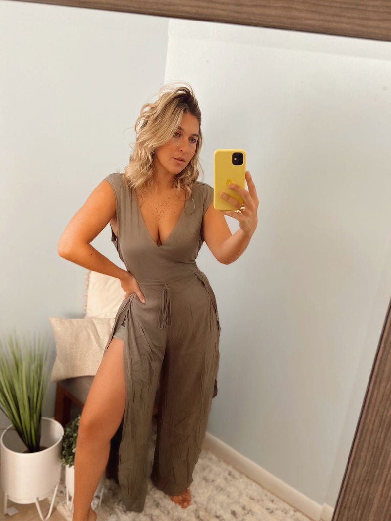 Linen Olive Jumpsuit