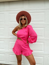 Pink One Shoulder Romper