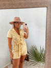 Clara Linen Romper in Yellow