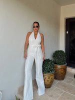 Halter DenimWhite Jumpsuit