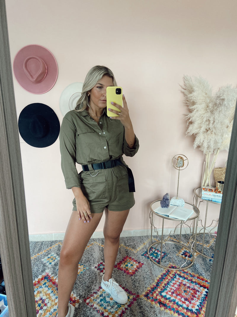 Buckle Up Romper Green