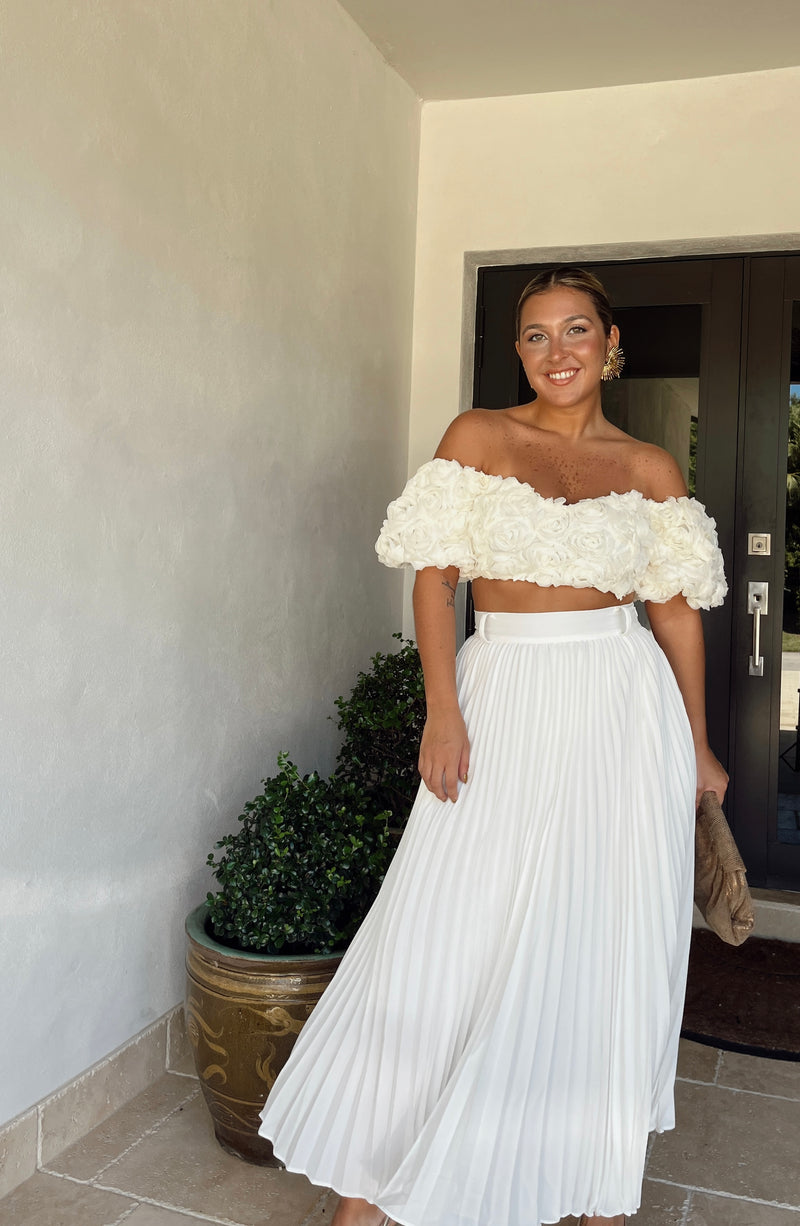 White Pleated Skirt