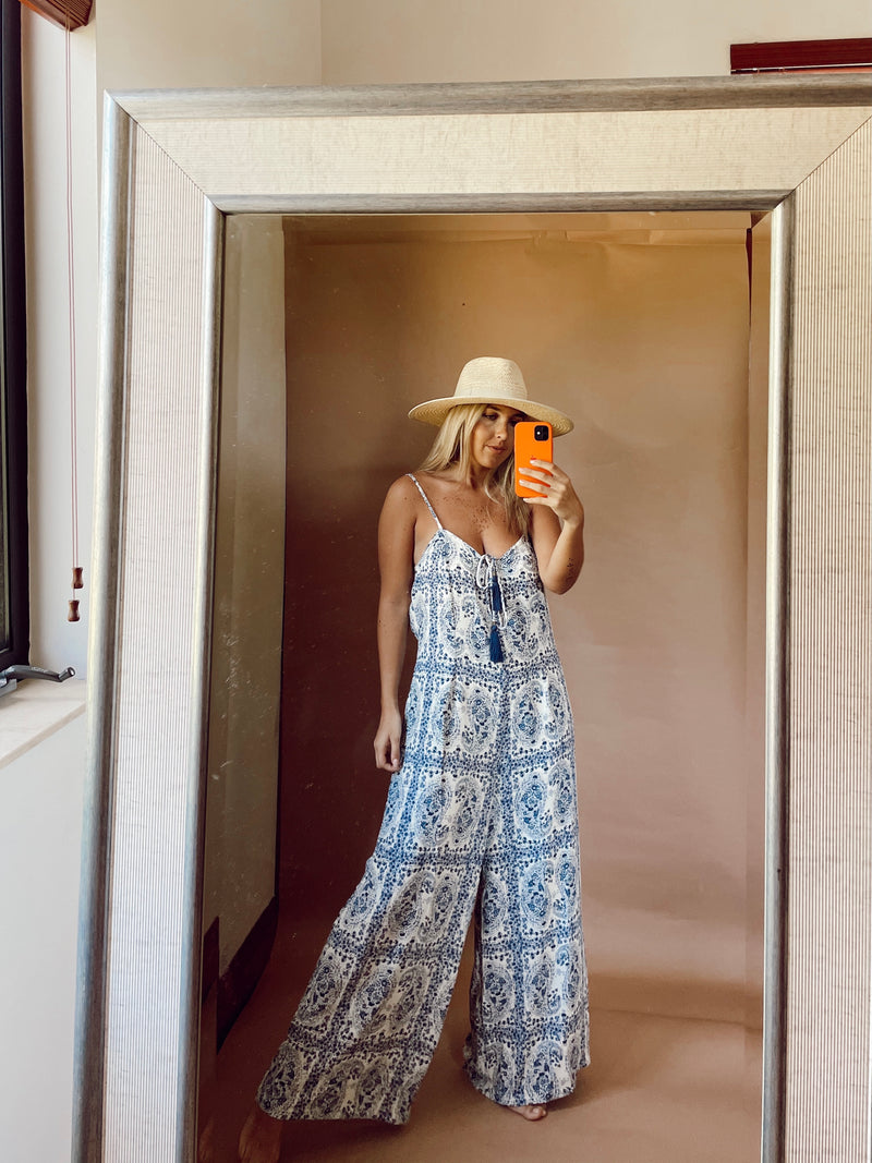 Blue Paisley Jumpsuit