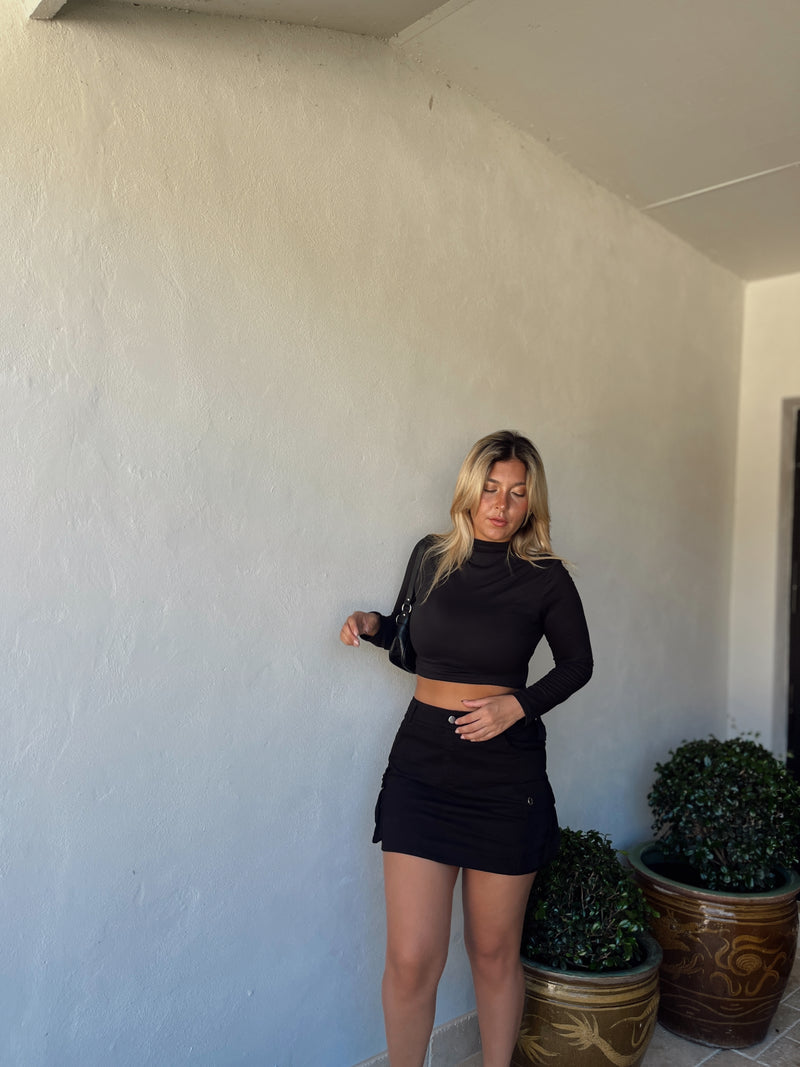 Black Mini Cargo Skirt