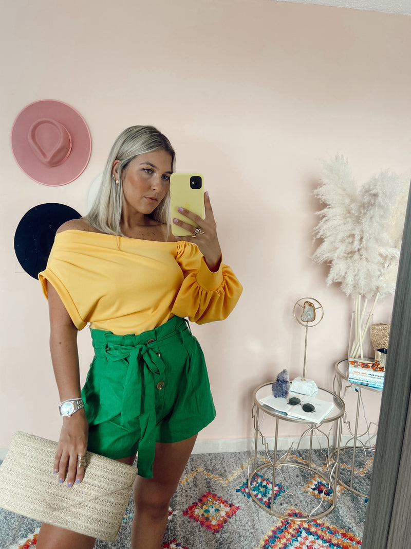 Long One Shoulder Top Yellow