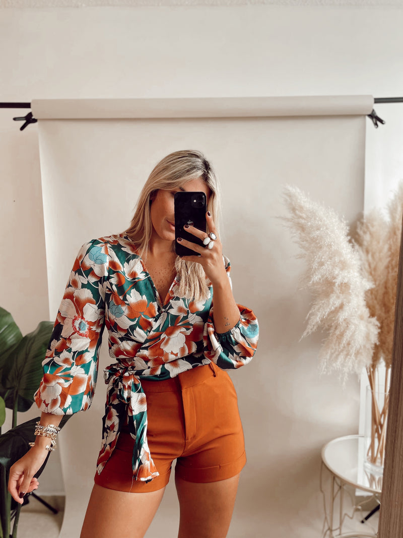 Meli Floral Wrap Blouse