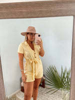 Clara Linen Romper in Yellow