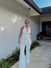 Halter DenimWhite Jumpsuit