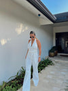 Halter DenimWhite Jumpsuit