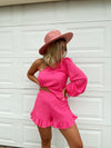 Pink One Shoulder Romper