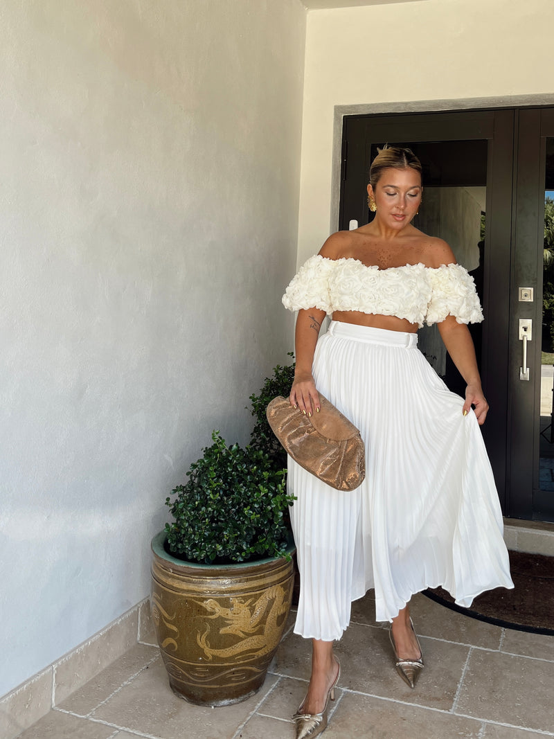 White Pleated Skirt