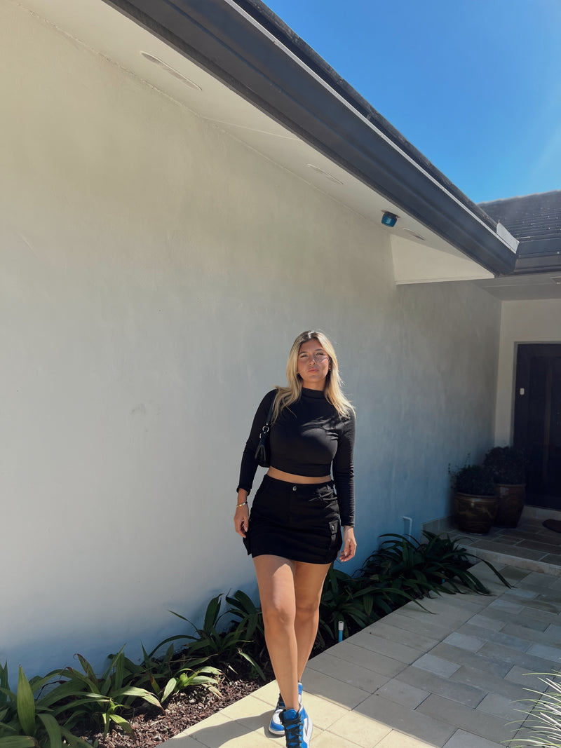 Black Mini Cargo Skirt