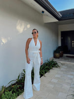 Halter DenimWhite Jumpsuit