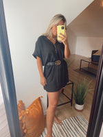 Black Vneck Tunic Dress