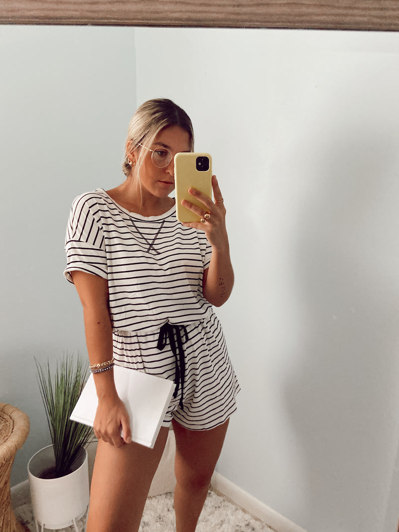 Stripes White Romper